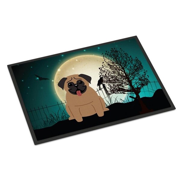 Carolines Treasures Halloween Scary Pug Brown Indoor or Outdoor Mat, 18 x 0.25 x 27 in. BB2195MAT - main